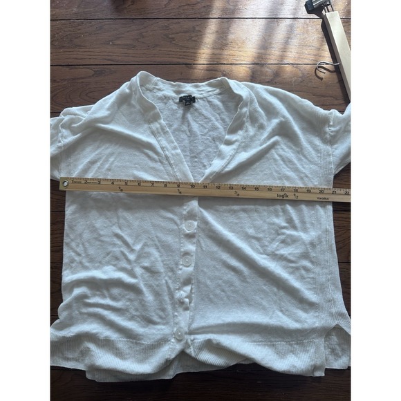 Talbots Womens Linen Cardigan Size X White Preppy Coastal Beachy Mature XL - Picture 6 of 7